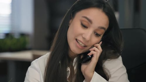 Happy Smiling Beautiful Business Woman Caucasian Female Manager Girl Businesswoman Employer Office