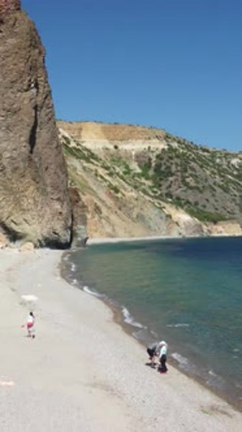 Aerial Vertical View of Seascape with Crystal Clear Azure Sea and Rocky Shores A Beautiful Lagoon on