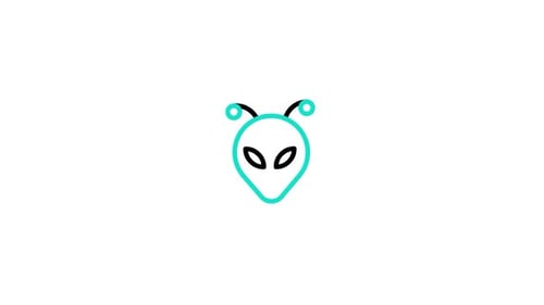 Minimalist Flat Design Alien Head Icon Reveal Animation