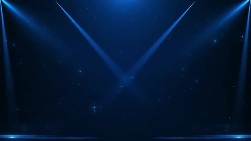 Animated Blue Stage Spotlights Background with Dust Particles