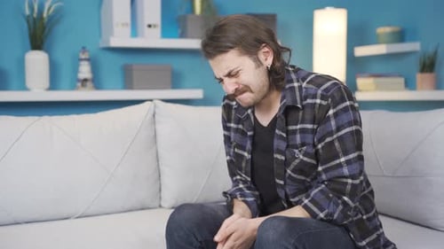 Nervous and thoughtful man.