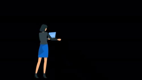 Computer in Woman's Hand Alpha Channel 4K