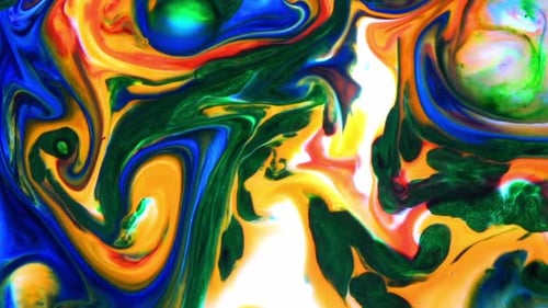 Colorful Paints Mixing and Flowing Abstractly