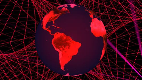 Futuristic Digital Earth Globe with Glowing Network Background