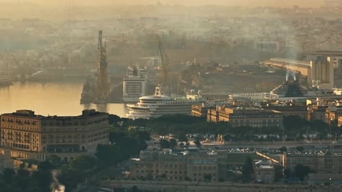 Aerial View Sunset in the Cityscape of Malta