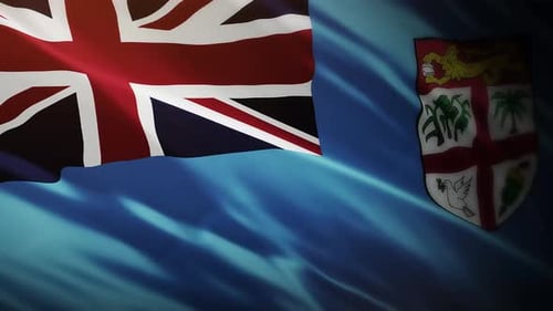 Waving Fiji Flag Realistic 3D Animation