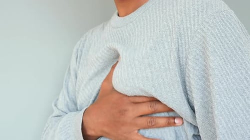 Fat Young Men Hold His Boob