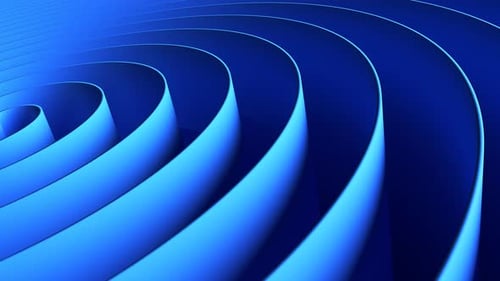 Abstraction of Deep Blue Concentric Circles Slowly Moving Outside From the Center Infinitely