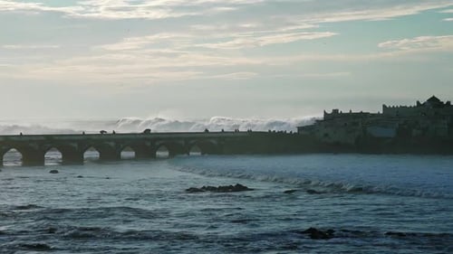 Big waves in front of Sidi Abderrahman bridge in Casablanca Morocco