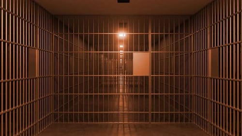 Jail corridor with light increasing gradually