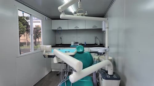 Closeup of Modern Dentist Chair in Clean Clinic