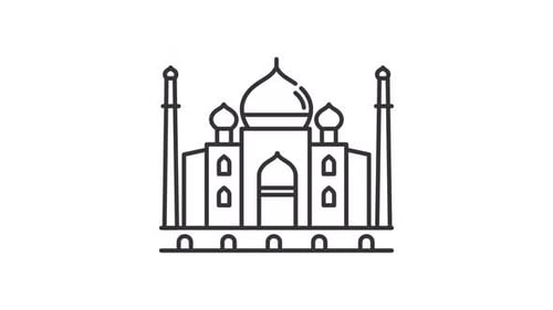 Animated taj mahal line icon