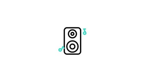 Animated Speaker Icon with Pulsating Musical Notes