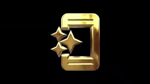 Golden Document Icon with Rating Stars 3D Rotating Animation