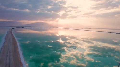 Scenic view in the morning of the sunrise over the Dead Sea