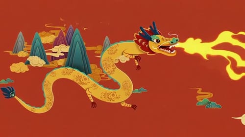 Artistic Chinese Dragon Fire Breath Animation