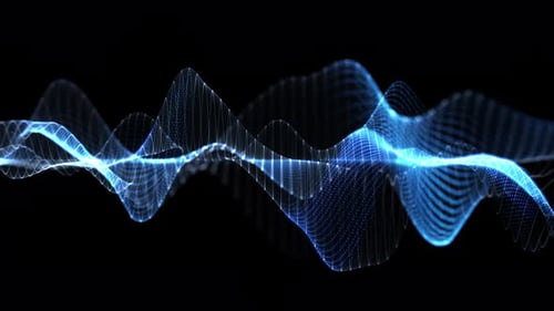 Abstract Blue Particle Waveform Data Visualization Animation