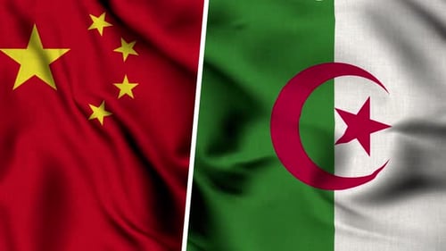 Waving Flags of China and Algeria