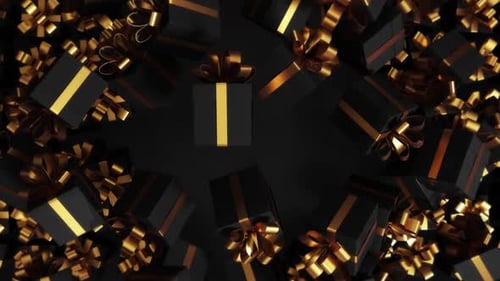Elegant Gold and Black Gift Boxes Frame Reveal