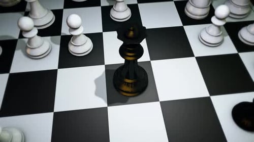 3D Chess Board Animation with Black Queen Strategy Reveal