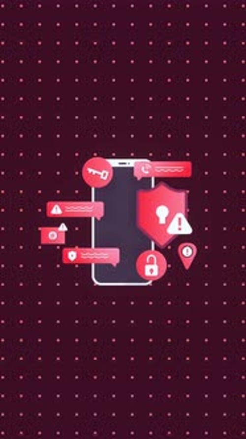 Animated Mobile Phone Security Icons for Data Protection