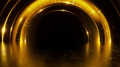 Fundo abstrato premiado com luzes e partículas douradas brilhantes