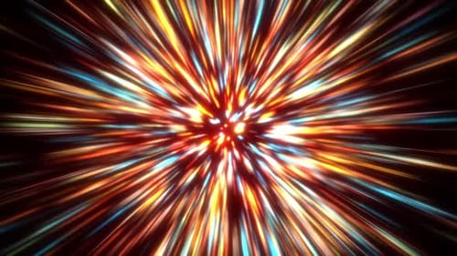 Futuristic Warp Speed Light Rays Through Space Tunnel