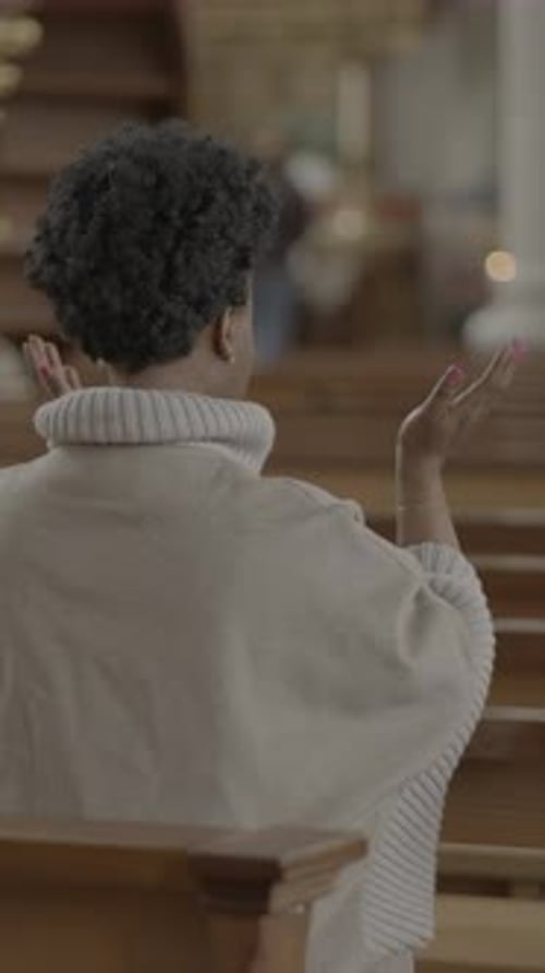 Praying Woman in Church A Serene and Deeply Spiritual Moment of Reflection and Devotion