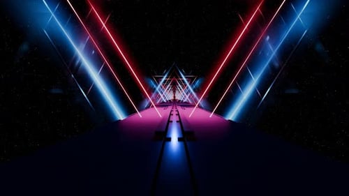 Cosmicinspired 3D Tunnel with Futuristic Lighting Reflections