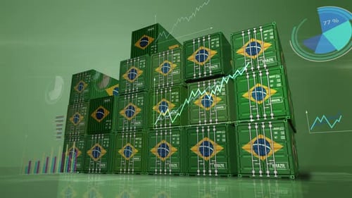 Brazil export cargo containers with diagrams charts