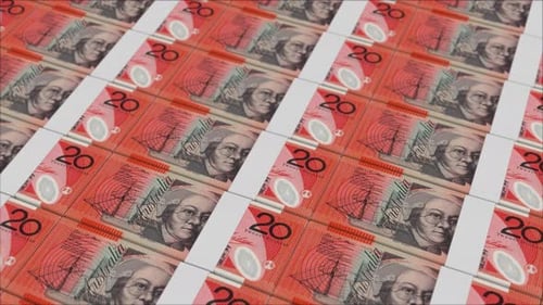 20 AUSTRALLIAN DOLLAR banknotes printed by a money press
