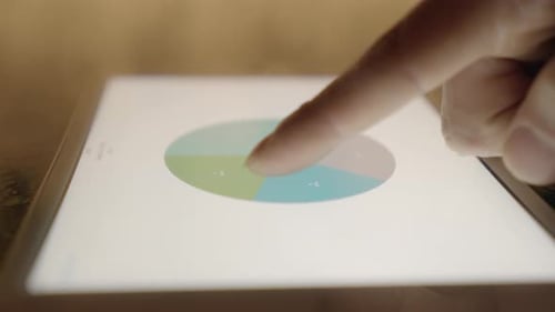 Finger Interacting with Data Charts on Tablet Device