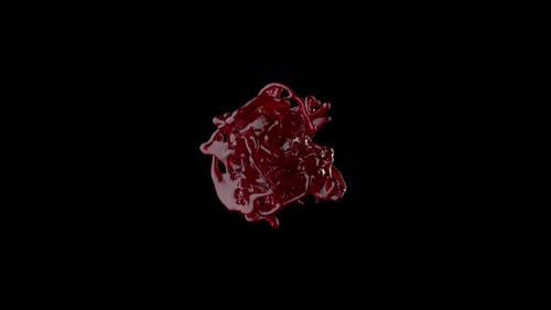 Abstrakte 3D-Animation einer roten Flüssigkeit in Bewegung vor einem schwarzen Hintergrund