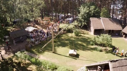 festival, an artisan market in an open-air museum, lots of people