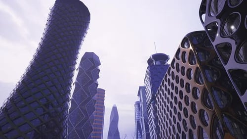 Rising Futuristic Cityscape with Dynamic Modern Architecture