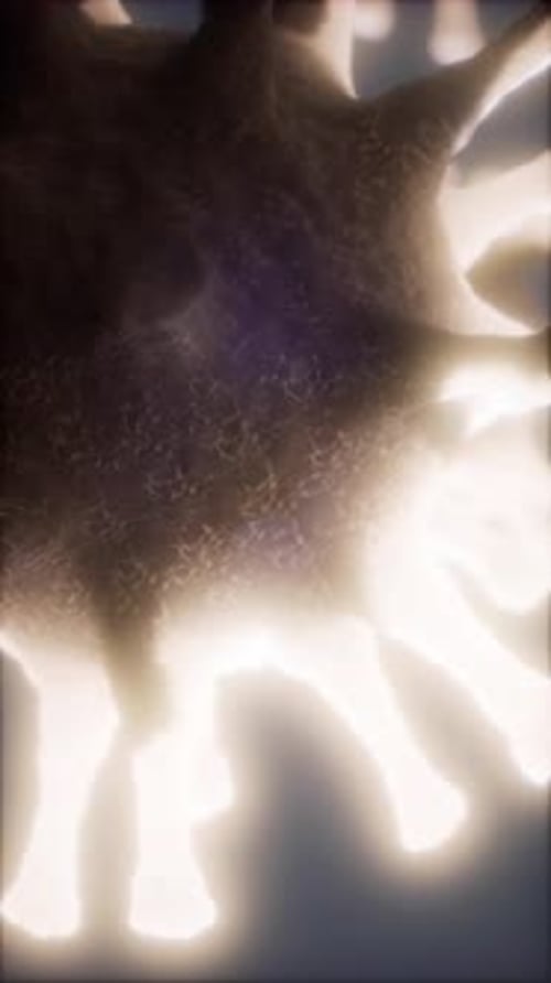 Animated Microscopic Virus Cell with Glowing Spikes