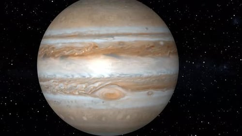 Realistic Jupiter Planet Rotating in Starry Space