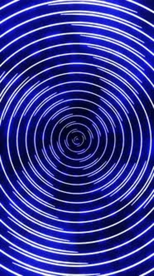 Hypnotic Blue Neon Geometric Circles Looping Background Animation