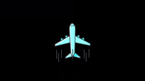 Animated Flat Design Airplane Travel Icon