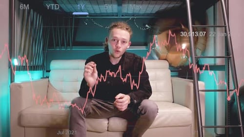 Finance person explaining animated graph