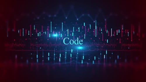 Futuristic Digital Data Code Animation with Dynamic Equalizer Bars
