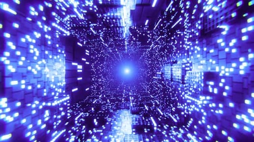 Futuristic Glowing Blue Digital Tunnel Loop Background