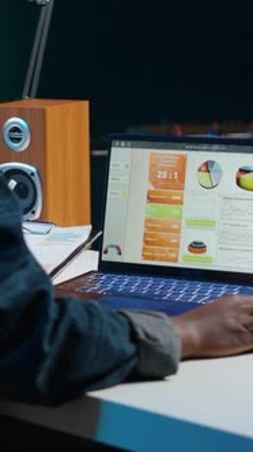 Vertical Video Accountant Working From Home Taking Notes on Financial Documents