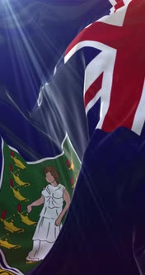 British Virgin Islands Flag Waving In Realistic 3D