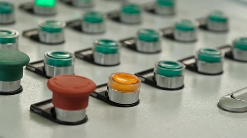 Machine Control Panel with Buttons and Lights
