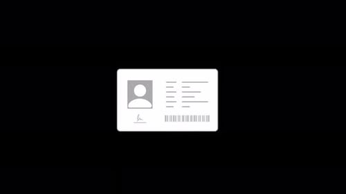 Animated Flat Design Identity Card Icon Revealing Information