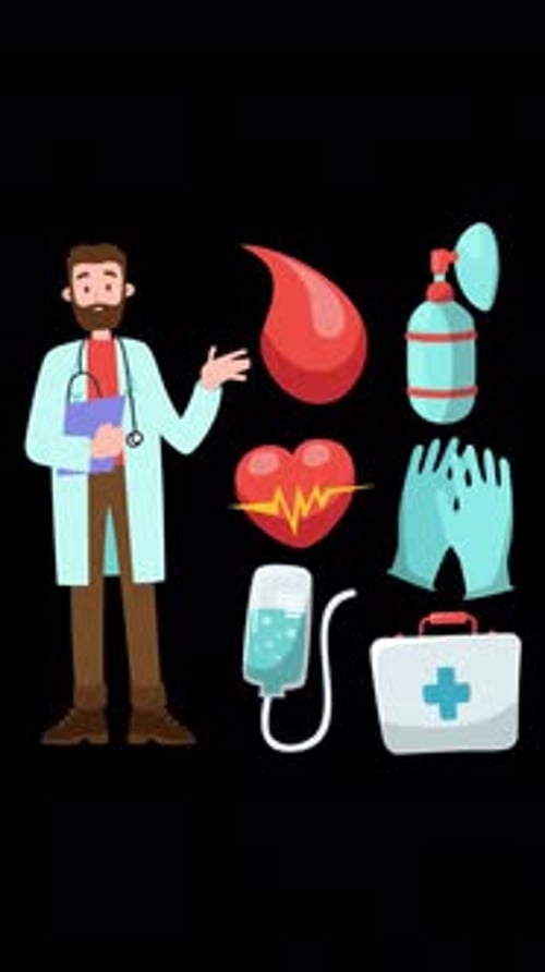 Doctor Describe Human Internal Organs On Vertical On Alpha Channel