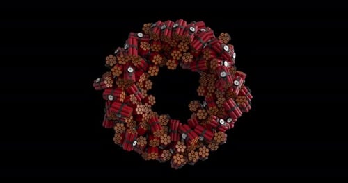 3D Dynamite Ring Animation with Explosive Red Sticks