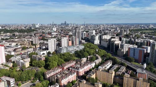 Spectacular Aerial Drone Flight Over River Thames and London Skyline