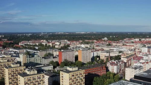 Establishing Aerial View of Cityscape on Sunny Day